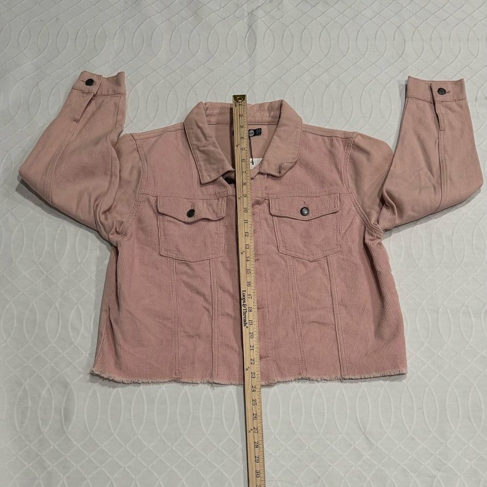 Boohoo Women’s Mixed Corduroy Pink Denim Jacket NWT Size 12 - Picture 7 of 11